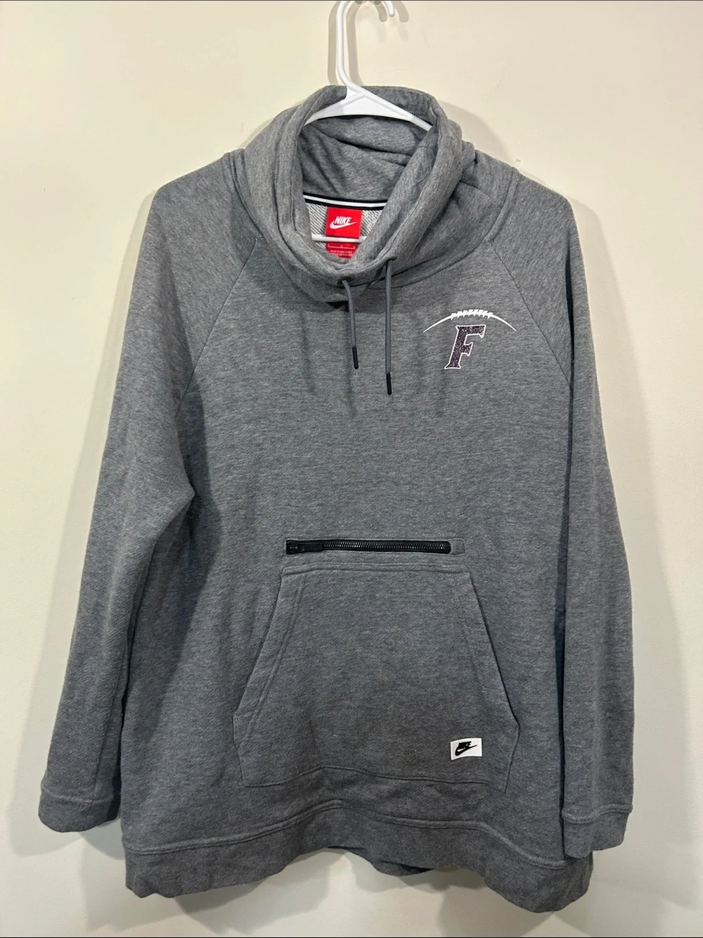 Nike Gray Funnel Neck Pullover with Zip Pocket
